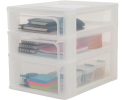 Opbergtoren met 3 Laden - Organizer voor Kantoor en Woonkamer - Wit - 2 x 4L + 1 x 7L