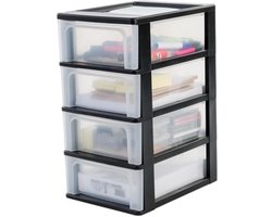 Opbergtoren, Organizer, 4 laden, Kantoor, Woonkamer, 7L, Zwart