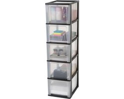 Opbergtoren, organizer, 5 laden, kantoor, woonkamer, 13L, B26 x D35.5 x H99,5 cm - Zwart