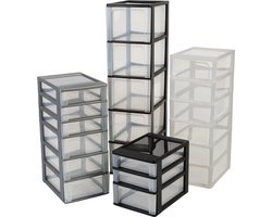 Opbergtoren organizer met 3 laden voor kantoor en woonkamer - Zwart - 2 x 4L + 1 x 7L - OCH-2021 - B26 x D35.5 x H295 cm Ladenkast