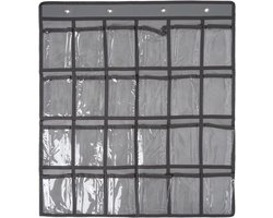 Opbergvakken Organizer - Hangende Opberger - Klaslokaal Kantoor - 24 Doorzichtige Vakken - 60.5 cm Hoog - Grijs
