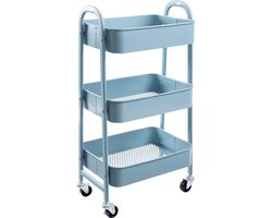 Opbergwagen Rolwagen Organizer - Marineblauw - Draagbaar met Soepel Rollende Wielen - Ruime Opbergruimte voor Keuken, Badkamer en Kantoor - Stijlvol en Duurzaam Ontwerp - Eenvoudige Montage - Multifunctionele Roltafel met Mobiliteit