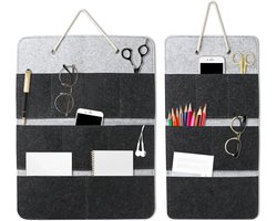 Opbergzak-Kast Organizer -hangmand-wall Mounted Organizers - Set of 2 Felt Collapsible Hanging Storage Boxes - Camping Multi-Compartment Storage Hanging Sorter - Suitable for Office, Kids Room, RV, Closet, Door/Wall - Gray