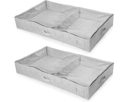 Opbergzak Onder Bed - Opbergbox Set - Ruimte Besparen - Ademend Fleece Materiaal - 2 Stuks 91x50x14cm - Grijs