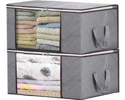 Opbergzak Organizer - Opbergtas en Organiser voor Dekbed en Kleding - Opvouwbaar - Grijs - 2 Stuks