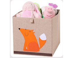 Opbergzakken Fancy Vierkant Opbergmand Grote Wasserij Organisator met Kartoon Vos- Kast Organizer-Opbergdoos- Opbergmand- Kids Toy Box (Geen Deksel)