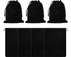 Opbergzakken Set - Zilver Beschermhoezen - Sieraden Bestek Beschermen - Trekkoord Sluiting - 30 x 40 cm - Zwart