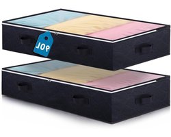 Opbergzakken voor onder bed - Set van 2 - 90 L - Opvouwbaar met deksels - Stoffen kledingopbergtas