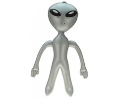 Opblaasbaar alien figuur - zilver - 60 cm - uit space/de ruimte - buitenaards leven poppen - decoratie - aliens