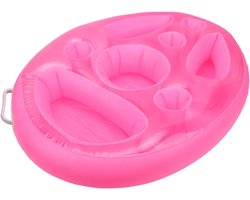 Opblaasbaar Dienblad - Drijvend Dienblad Zwembad - Drankjes Koel Houden - Verzwaarde Basis Stabiliteit - 70x50x15cm - Roze