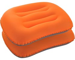 Opblaasbaar kampeerkussen - Opblaasbaar reiskussen - Opblaasbaar buitenkussen - Ultralicht kampeerkussen - 2 stuks - Lichtgewicht en compact - Geschikt voor strand, reizen, wandelen en bergbeklimmen - Ergonomisch opblaasbaar kussen - Oranje