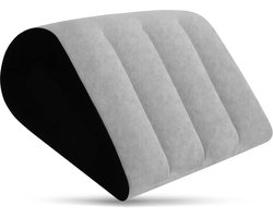 Opblaasbaar kussen, wigkussen, pillow-strandkussen, kniekussen voor zijslapers, driehoekig kussen, nekkussen lendenwervelkussen als reiskussen, yogakussen en camping, hoofdkussen, draagbaar (grijs)