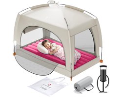 Opblaasbaar Peuterbed - Reisbed Kinderen - Kamperen en Reizen - Geïntegreerde Tent - 133 x 82 cm - Roze