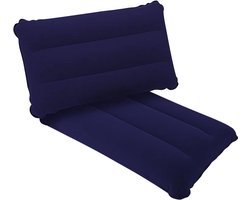Opblaasbaar Reiskussen - 2-Stuks Campingkussens - 38x24 cm Formaat - Zachte Kussens - Lichtgewicht - Draagbaar - Voor Strand - Outdoor - Wandelen - Kamperen - Picknick - Festival - Vliegreis - Blauw