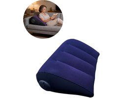 Opblaasbaar wigkussen met drukmechanisme, draagbaar driehoekig lichaamskussen, lichtgewicht houdingsondersteunend kussen, 48 cm, donkerblauw, 1 stuk