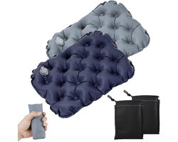 Opblaasbaar zitkussen (2 stuks) – ultralicht, waterdicht en opvouwbaar. Dit draagbare opblaaskussen is geschikt voor kamperen, wandelen, reizen, strand, concerten, kantoor en vliegtuig.