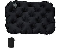 Opblaasbaar zitkussen - kussen voor vliegtuig - waterdicht - 40x30cm - zwart