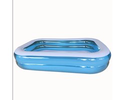 Opblaasbaar Zwembad – Kinderen & Volwassenen – Blauw/Wit – PVC – 260x170x50cm– Rechthoekig – Familie Zwembad – Met Dikke Bodem – Lekvrij & Comfortabel