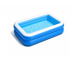 Opblaasbaar zwembad – Kinderzwembad – Gezinszwembad – 110 x 85 cm – Zomers waterfeest – Geschikt voor buiten, tuin en achtertuin – Blauw & wit