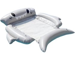 Opblaasbaar Zwembad Vlot - Waterbed Drijver - Ontspannen in water - UV-bestendig materiaal - 120x125cm - Grijze haai