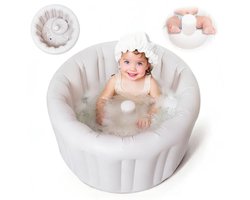 Opblaasbare babybadkuip - PromoHome draagbaar peuterbad antislip dik kussen 6-24 maanden