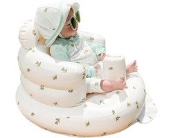 Opblaasbare babystoel - geschikt voor baby's vanaf 3 maanden - trainingszitje - ingebouwde pomp - opblaasbare stoel - draagvermogen 30 kg - geschikt voor baby's die leren zitten, spelen of kamperen - opgeblazen afmetingen 57 x 48 x 35 cm - wit
