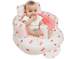 Opblaasbare babystoel met ingebouwde luchtpomp – Vloerstoel voor baby's vanaf 3 maanden – Opblaasbare zitstoel voor baby's die leren zitten – Konijn