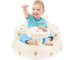 Opblaasbare Babystoel met Tabletray en Ademend Gat voor Peuters van 3-36 Maanden, Inclusief Ingebouwde Luchtpomp, Comfortabele Zitstoel met Rug- en Neksteun voor Zittend Leren