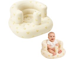Opblaasbare Babyzitje – Comfortabel Zitstoeltje met Rug- en Hoofdsteun – Veilig Baby Stoeltje met Berenprint – Voor Zitten, Spelen & Leren