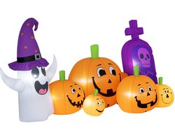 Opblaasbare Calabaza Halloween decoratie met Grim Reaper, LED-verlichting, IP44, en blower, 240x130x130 cm, Multicolor