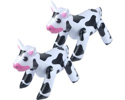 Opblaasbare dieren - 2x - Koe - wit/zwart - 53 x 20 cm - pvc kunststof