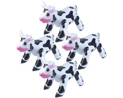 Opblaasbare dieren - 4x - Koe - wit/zwart - 53 x 20 cm - pvc kunststof