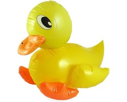 Opblaasbare eend 42 cm - Opblaas dieren speelgoed - eendje - geel - pvc - feest decoraties - badeendjes