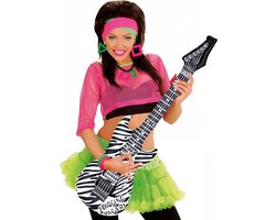 Opblaasbare gitaar muziekinstrument - zebra print - rockers - plastic - 105 cm - verkleed accessoires