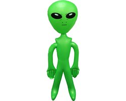 Opblaasbare groene alien figuur - 170 cm - uit space/de ruimte - buitenaards leven/wezen poppen