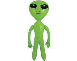 Opblaasbare groene alien figuur - 64 cm - uit space/de ruimte - buitenaards leven/wezen poppen - groene mannetjes