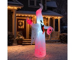 Opblaasbare Halloween-geest met pompoen - 240 cm hoog - met witte LED-verlichting - Halloween-decoratie voor tuin & buiten - incl. grondpennen