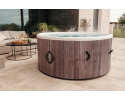 Opblaasbare Jacuzzi 150x150x70 cm – 2-4 Personen – 140 AirJet Bubbelmassage – 2240W Verwarming – 800L Rond Whirlpool Spa – Houtlook Luxe Bubbelbad – Binnen & Buiten – Laura