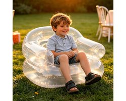 Opblaasbare Kinderstoel - Zitje Bank - Buiten Spelen - Waterdicht PVC Materiaal - 50x40cm - Transparant