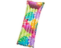 Opblaasbare loungebank - Waterbed drijver - Ontspannen in zwembad - Botanisch blad ontwerp - 177x62 cm - Multicolor