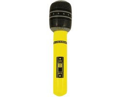 Opblaasbare microfoon neon geel 40 cm - Speelgoed microfoon - Popster verkleed accessoire - Feestartikelen