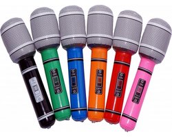 Opblaasbare Microfoon - speelgoed / feestartikel - 24 cm - pvc - muziek Rood