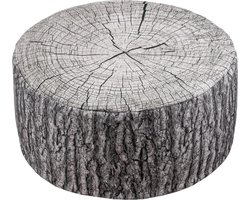 Opblaasbare outdoor poef zitzak voor binnen en buiten - boomstamdesign - 55 x 25 cm - grijs - comfortabel en praktisch floor pillow