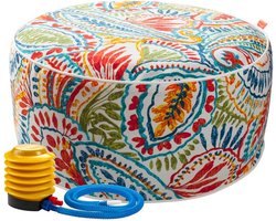 Opblaasbare stoel poef kleurrijke kruk binnen en buiten 50 x 23 cm gebreide kruk waterdicht polyester en PVC voor tuin zwembad woonkamer paisley