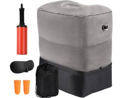 Opblaasbare voetensteun - ideaal voor reizen - grijs - PVC-vlokken