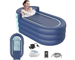 Opblaasbare Whirlpool Badewanne voor Volwassenen – Novihome Deluxe Portable Spa & Bubble Bath Mat – Inclusief Massageblazen, Zelfopblaasbaar, Thermo-isolerend, Draagbaar, Vouwbaar voor Appartementen & Badkamers, Blauw PVC, Modern, Vrijstaand