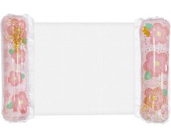Opblaasbare zwembadhangmat - Waterstoel ligbed - Ontspannen in water - Transparant glitter design - 127 x 67 cm - Roze bloemen