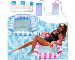 Opblaasbare zwembadzwemstoel - drijvende hangmat met strepenpatroon - comfortabel relaxen in het water