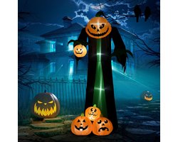 Opblaasfiguur Halloween Pompoengeest 240 Cm Multicolor Polyester Voor Buitendecoratie Met LED Verlichting