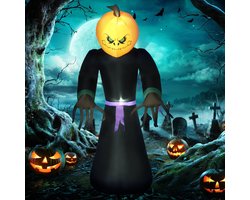 Opblaasfiguur Opblaasbaar 210 Cm Pompoengeest Met Led Verlichting Polyester Zwart Oranje Voor Halloween Binnen En Beschut Buiten
